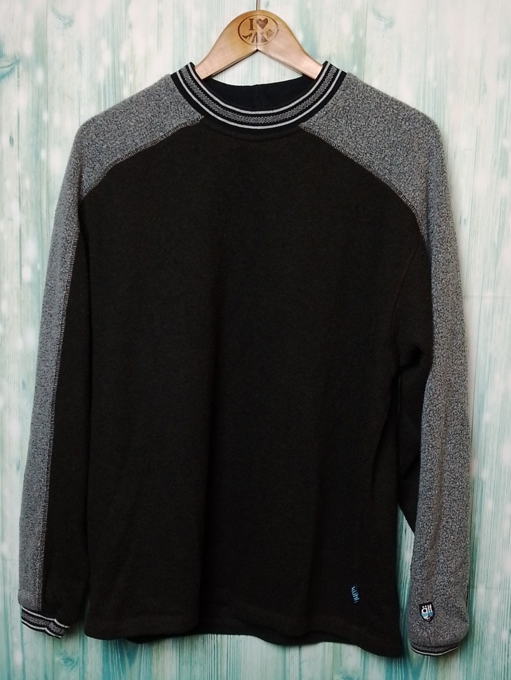 Alfpaca Fleece Kuhl Long Sleeve Pullover Medium Black And Gray